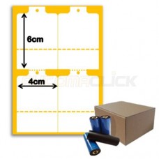 Bobina de Etiquetas de Papel Cartão 170g - 40mm x 60mm + Ribbon de Cera 74 Metros